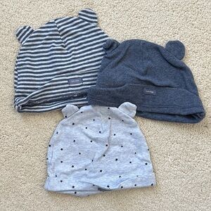 3-Pack BABY GAP Bear Ear Beanies — Gray, Heather Navy, Striped Gray